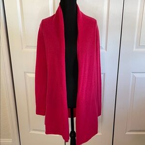 In Cashmere Fuchsia Bright Womens Longline Cashmere Open Cardigan Sweater Small